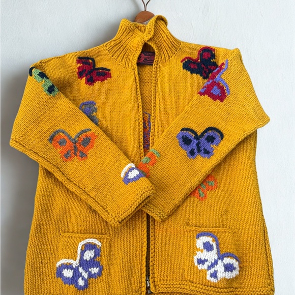 Women's Yellow Butterfly Cardigan